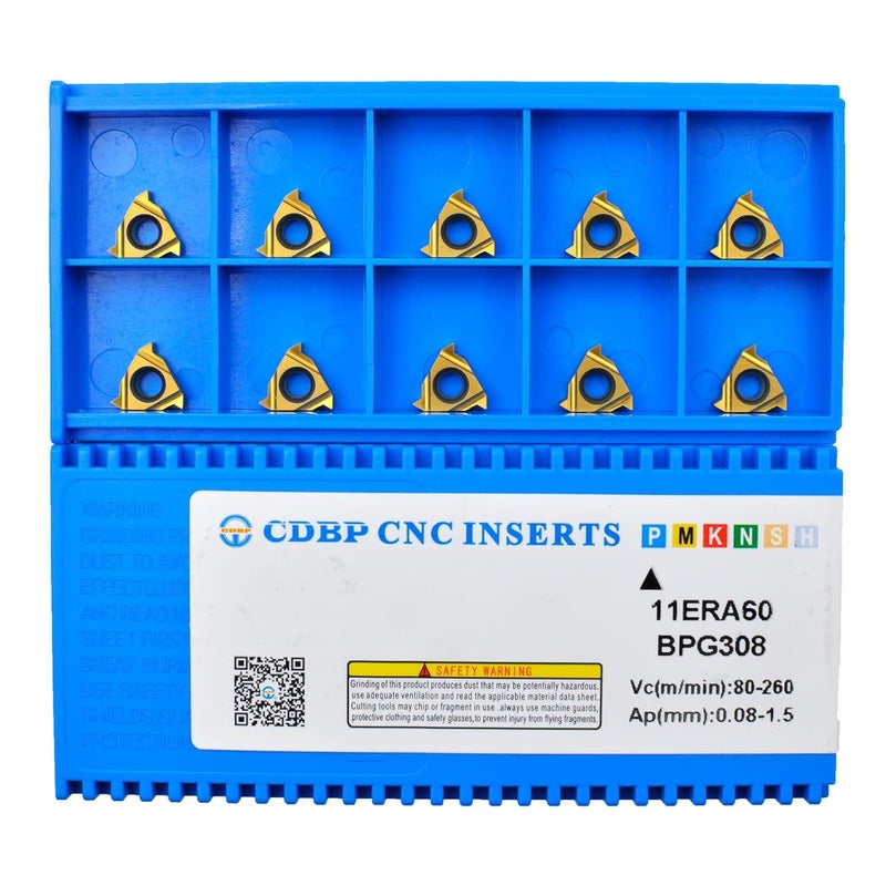 CDBP 11ER A60/11IR A60 Standard Laydown Threading Insert, External Partial Profile 60 Degree Thread, 10 PCS - Image 1